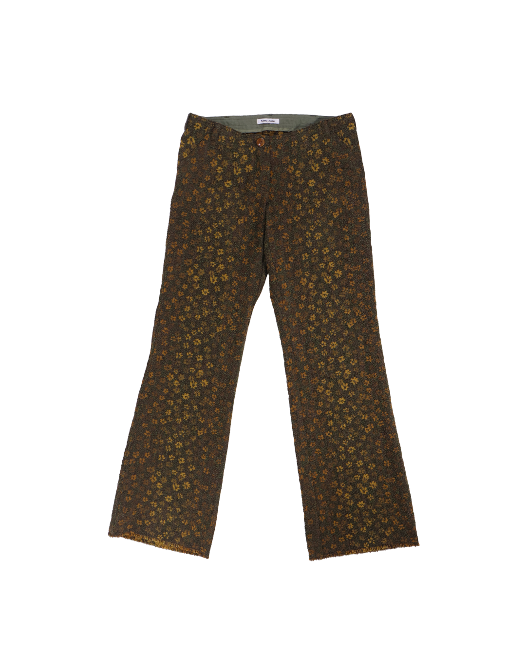FUMIKA UCHIDA / BOUCLE JACQUARD LOW-WAIST TROUSERS / OLIVE/MUSTARD