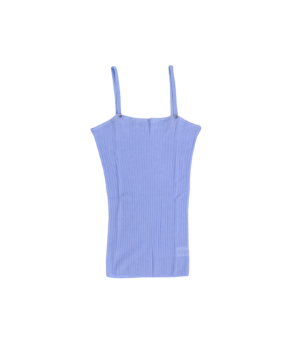 FUMIKA UCHIDA / GAUZE DROP-NEEDLE RIBBED CAMISOLE / LIGHT BLUE