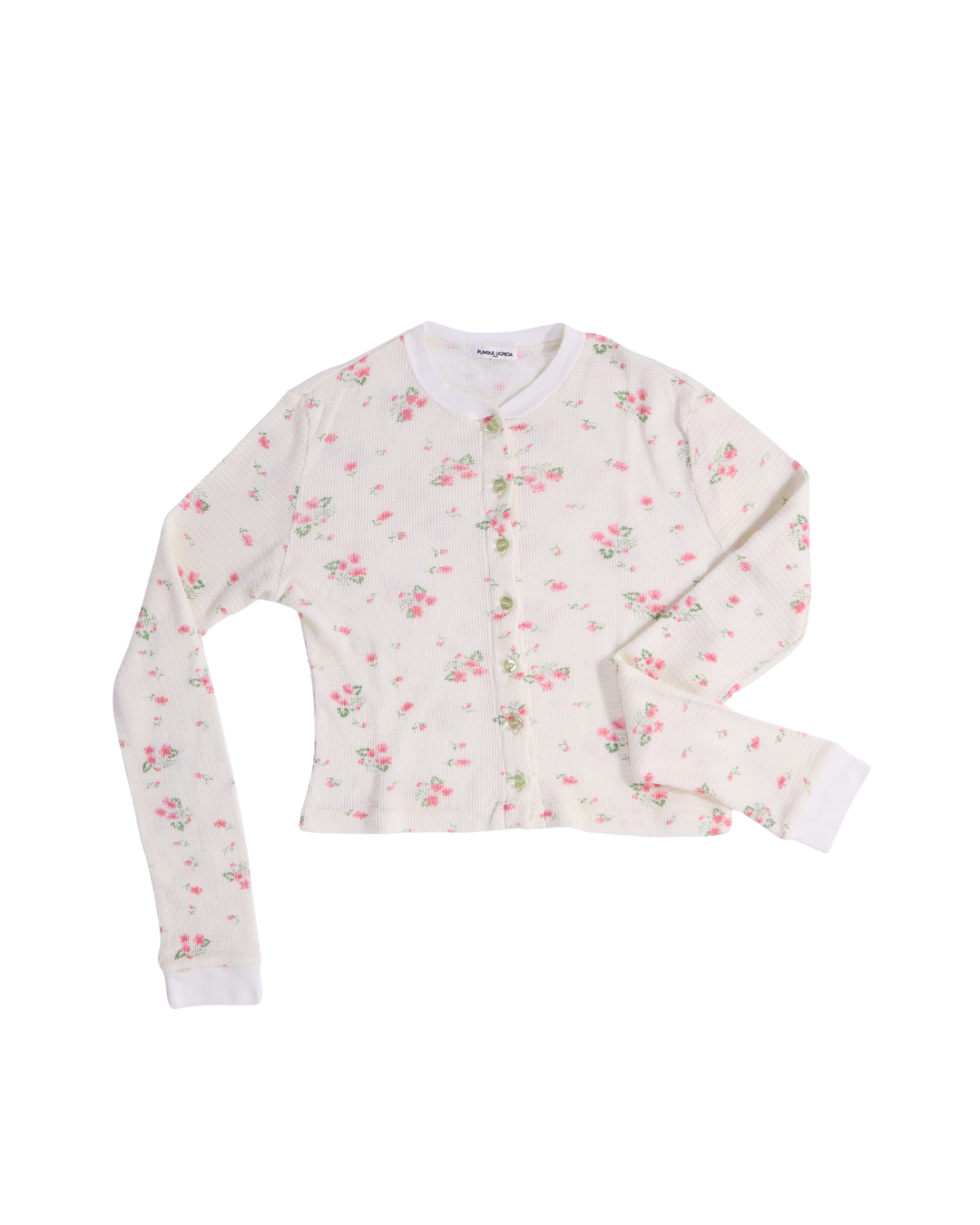 FUMIKA UCHIDA / FLORAL PRINT WAFFLE CARDIGAN / IVORY