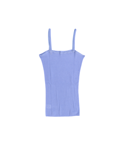 FUMIKA UCHIDA / GAUZE DROP-NEEDLE RIBBED CAMISOLE / LIGHT BLUE
