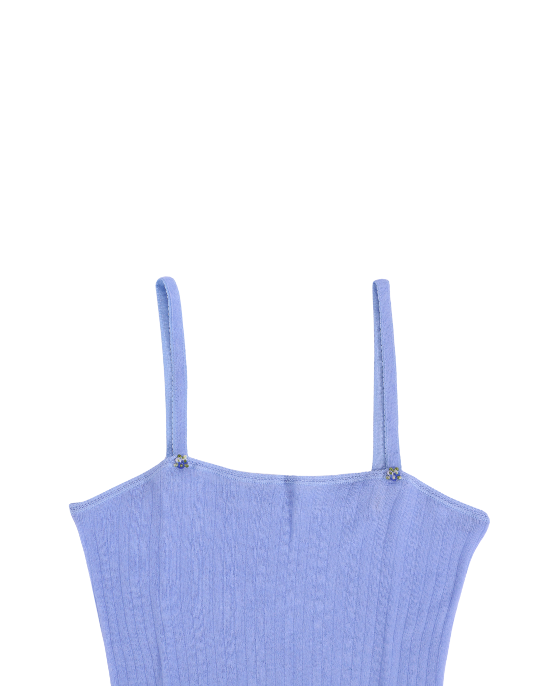 FUMIKA UCHIDA / GAUZE DROP-NEEDLE RIBBED CAMISOLE / LIGHT BLUE