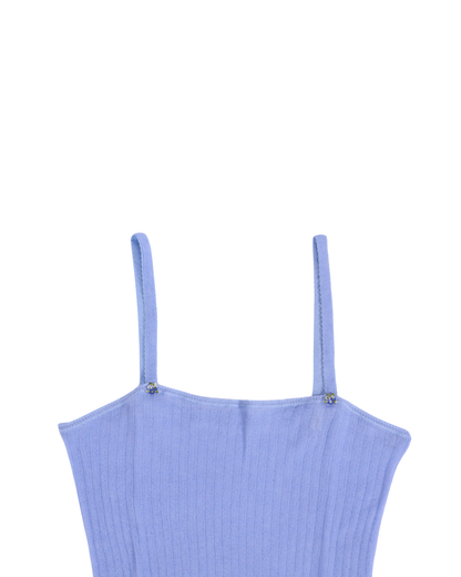 FUMIKA UCHIDA / GAUZE DROP-NEEDLE RIBBED CAMISOLE / LIGHT BLUE