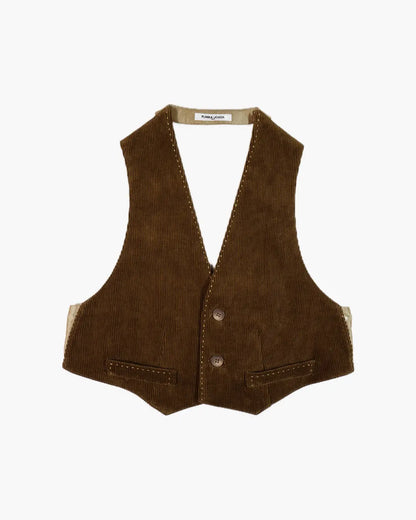 FUMIKA UCHIDA / CORDUROY OPEN WAISTCOAT / BROWN - 601 | – 601 FUMIKA UCHIDA / CORDUROY OPEN WAISTCOAT / BROWN - 601 | – 601