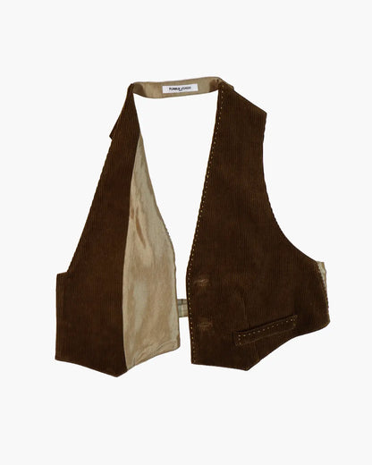 FUMIKA UCHIDA / CORDUROY OPEN WAISTCOAT / BROWN - 601 FUMIKA UCHIDA / CORDUROY OPEN WAISTCOAT / BROWN - 601