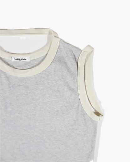FUMIKA UCHIDA / TRIMMED APRON TEE / GREY/OFFWHITE - 601 | – 601 FUMIKA UCHIDA / TRIMMED APRON TEE / GREY/OFFWHITE - 601 | – 601