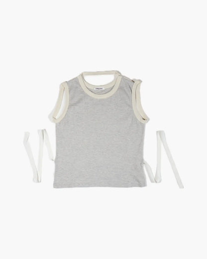 FUMIKA UCHIDA / TRIMMED APRON TEE / GREY/OFFWHITE - 601 | – 601 FUMIKA UCHIDA / TRIMMED APRON TEE / GREY/OFFWHITE - 601 | – 601