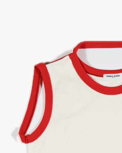 FUMIKA UCHIDA / TRIMMED APRON TEE / OFFWHITE/RED - 601 | – 601 FUMIKA UCHIDA / TRIMMED APRON TEE / OFFWHITE/RED - 601 | – 601