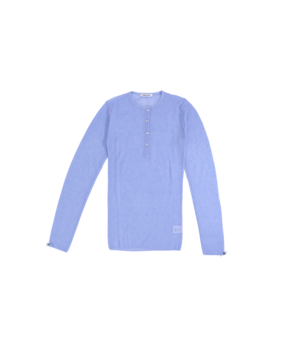 FUMIKA UCHIDA / GAUZE WAFFLE HENLEYNECK SWEATER / LIGHT BLUE