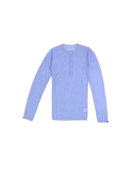 FUMIKA UCHIDA / GAUZE WAFFLE HENLEYNECK SWEATER / LIGHT BLUE