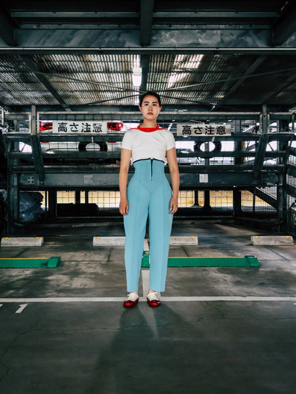 FUMIKA_UCHIDA / URETHANE HIGH WAIST PANTS / AQUA BLUE - 601 | 京都ウィメンズセレクトショップ