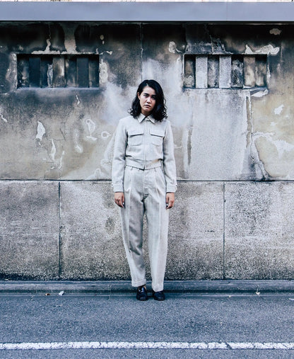 FUMIKA_UCHIDA / SPLASHED PATTERN WIDE TAPERED PANTS / OATMEAL FUMIKA_UCHIDA 601 | オンラインストア