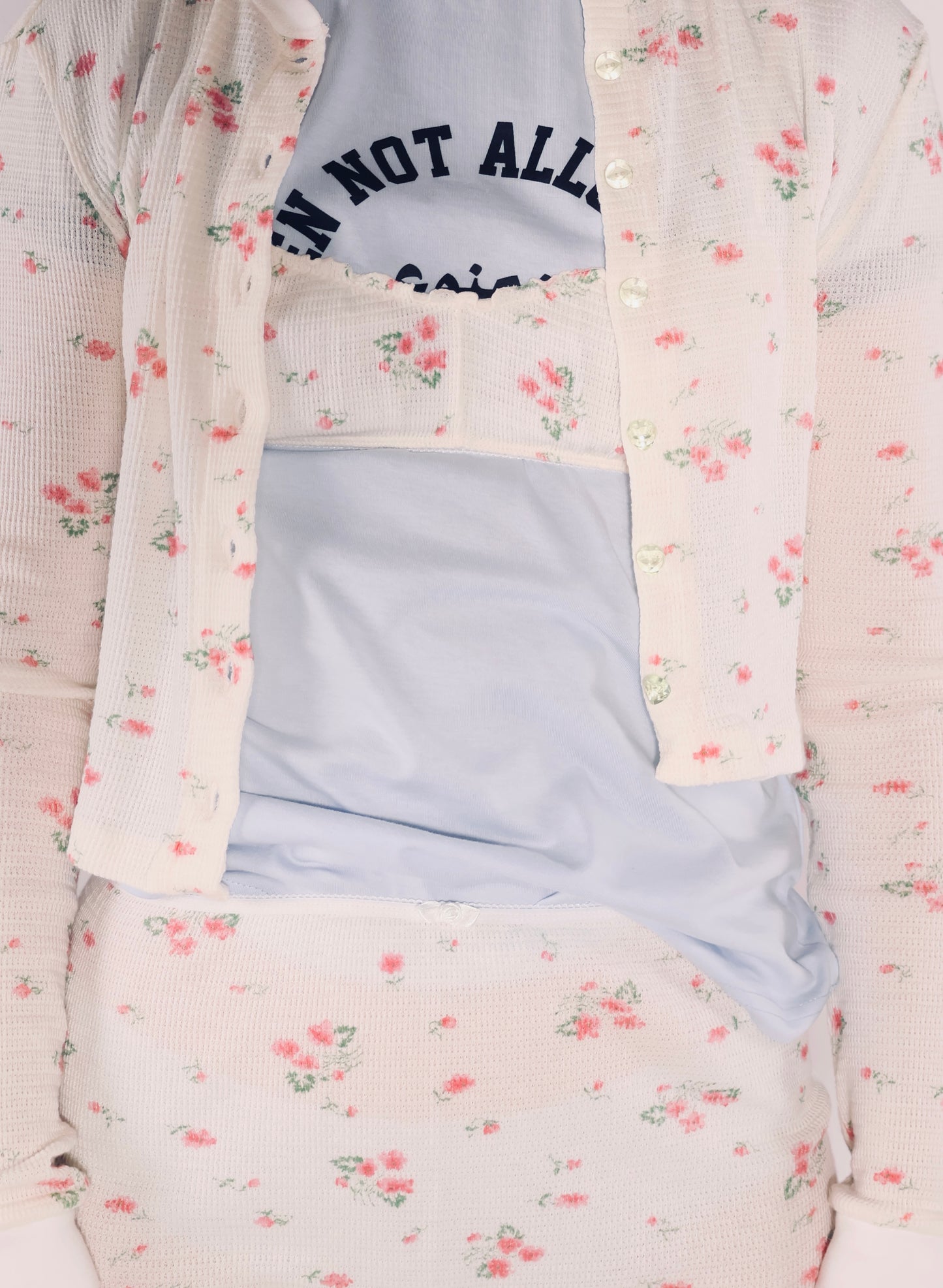 FUMIKA UCHIDA / FLORAL PRINT WAFFLE CARDIGAN / IVORY